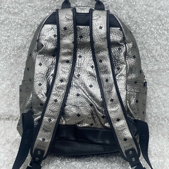 MCM Metallic Visetos Side Stud Stark Backpack Silver Black main image 10